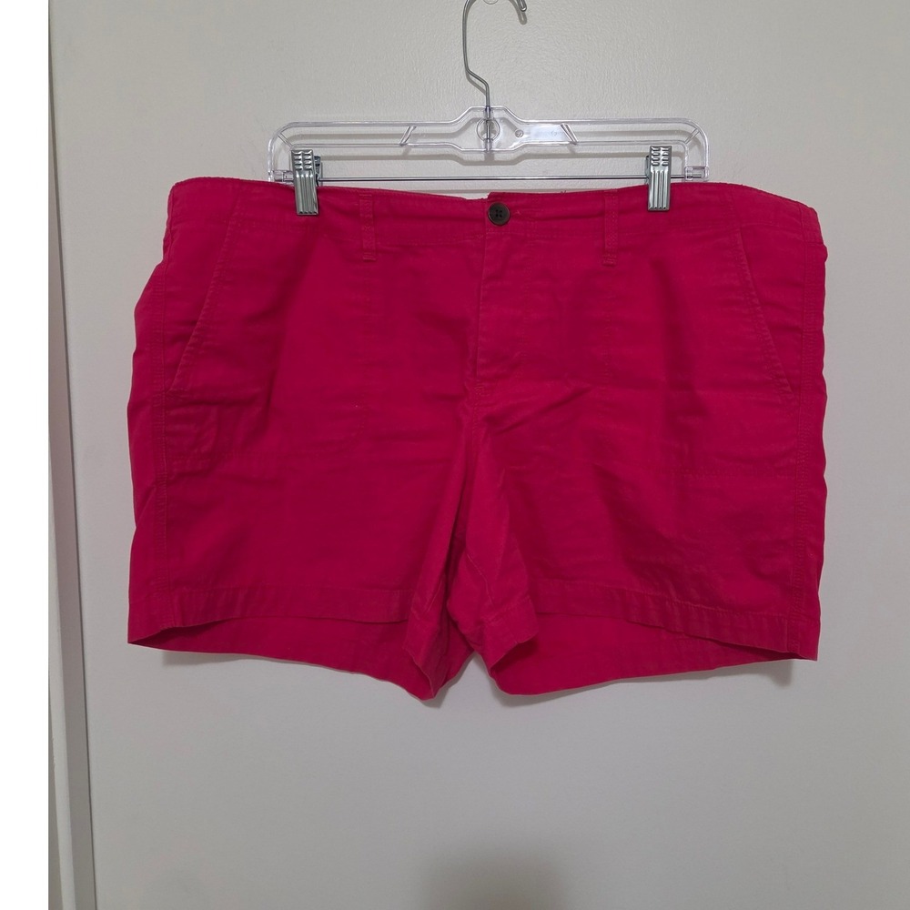 Old Navy Womens Hot Pink Cotton Twill Chino Shorts Size 16 Mid Rise Solid Casual